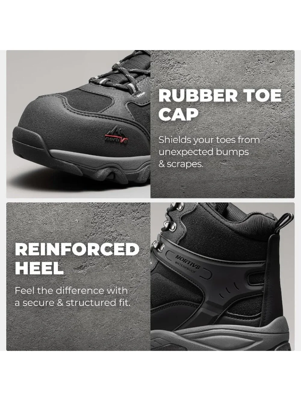 Men's Black Waterproof Shoes Casual High Top Steel Toe Non Slip Hiking Boot
